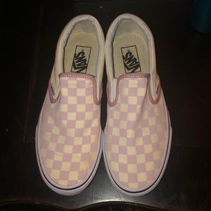 Pink checker slip on vans